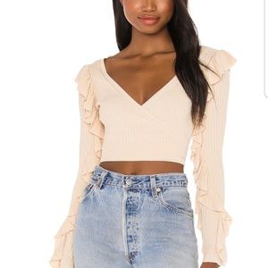 Tularosa ruffle wrap cardi cardigan XS sweater WHITE ITEM